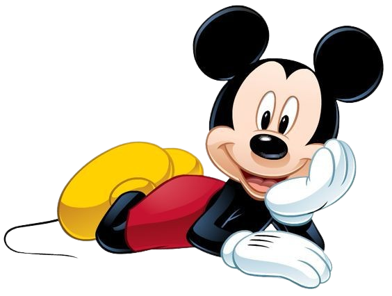 Imagen de Mickey Mouse tumbado en sección de personajes de Disney